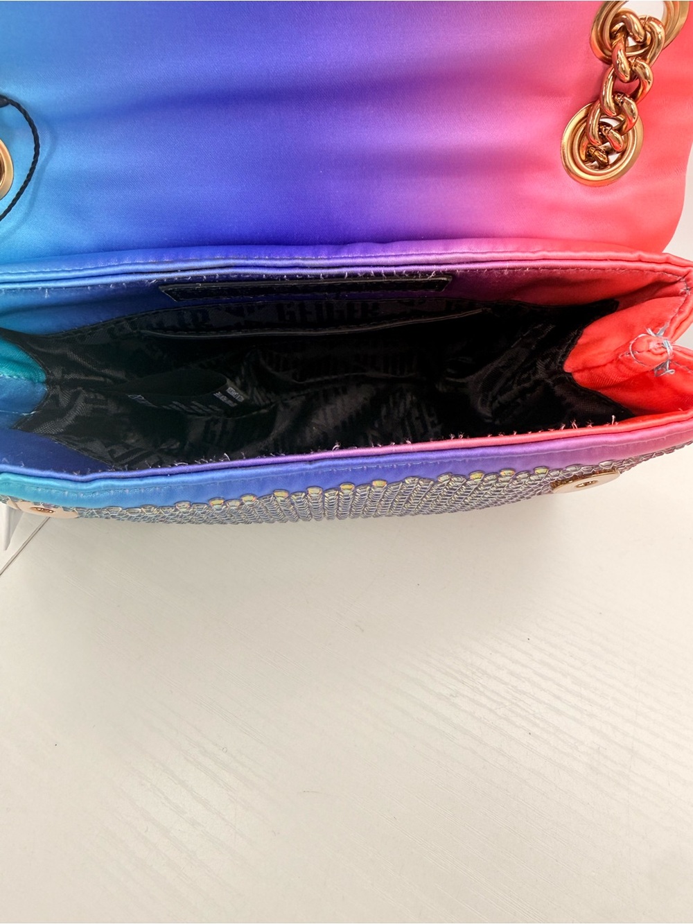 KURT GEIGER Mini Brixton Crystal Ombré Purple Rainbow Crossbody Bag NWT - Picture 12 of 14